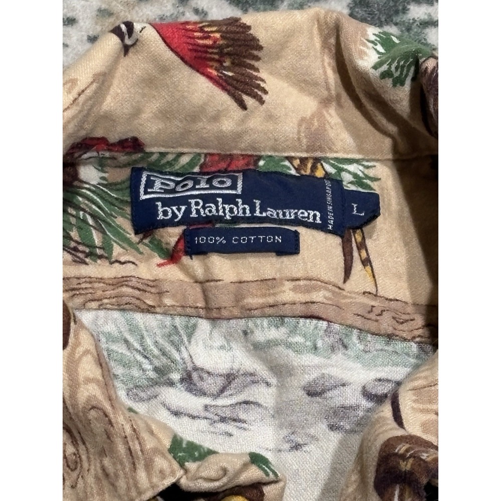 Vintage Ralph Lauren Polo Loop Collar Hunting Flannel Shirt L 90s Bear Wing Snow - Picture 4 of 6